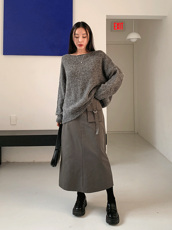 SK5993K3A-알니엘 카고 고리 포켓 롱 스커트