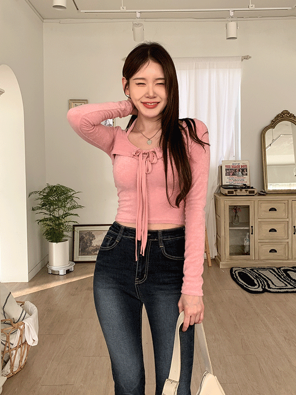 SET3149K3A-네이민 태리 홀터넥 나시 가디건 세트