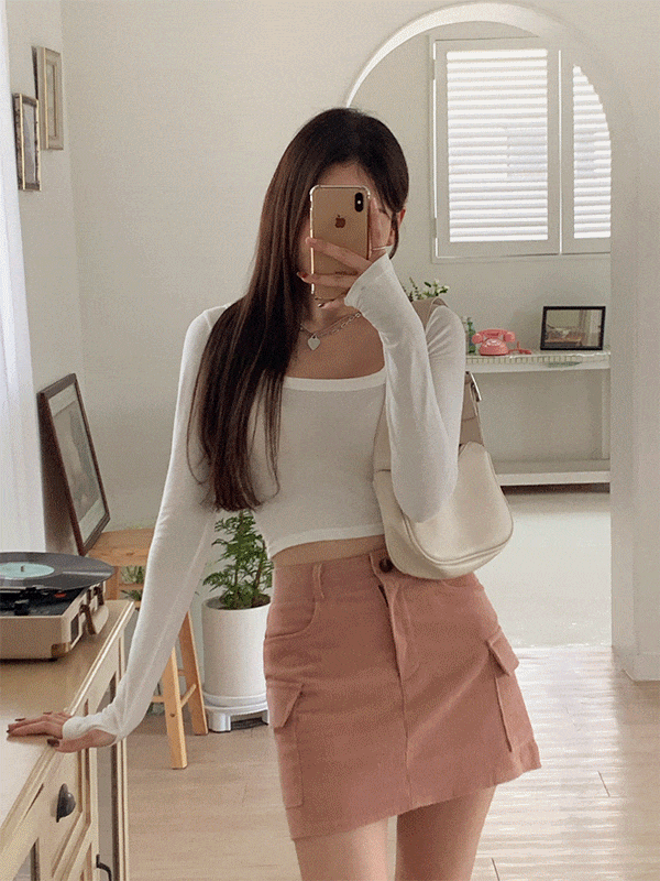 T13863K3A-메디르 유넥 워머 기모 슬림 티셔츠