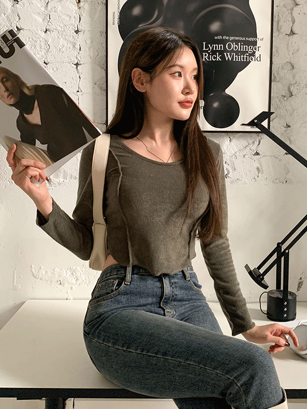 T13942K3B-멘티엔 라운드넥 데끼 크롭 티