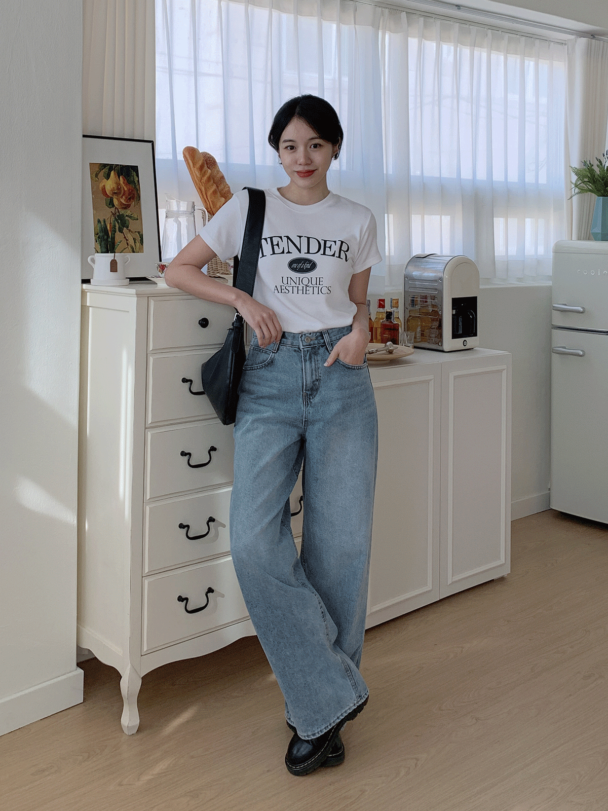 PT13449K41-브세린 통 와이드 심플 베이직 데님 팬츠