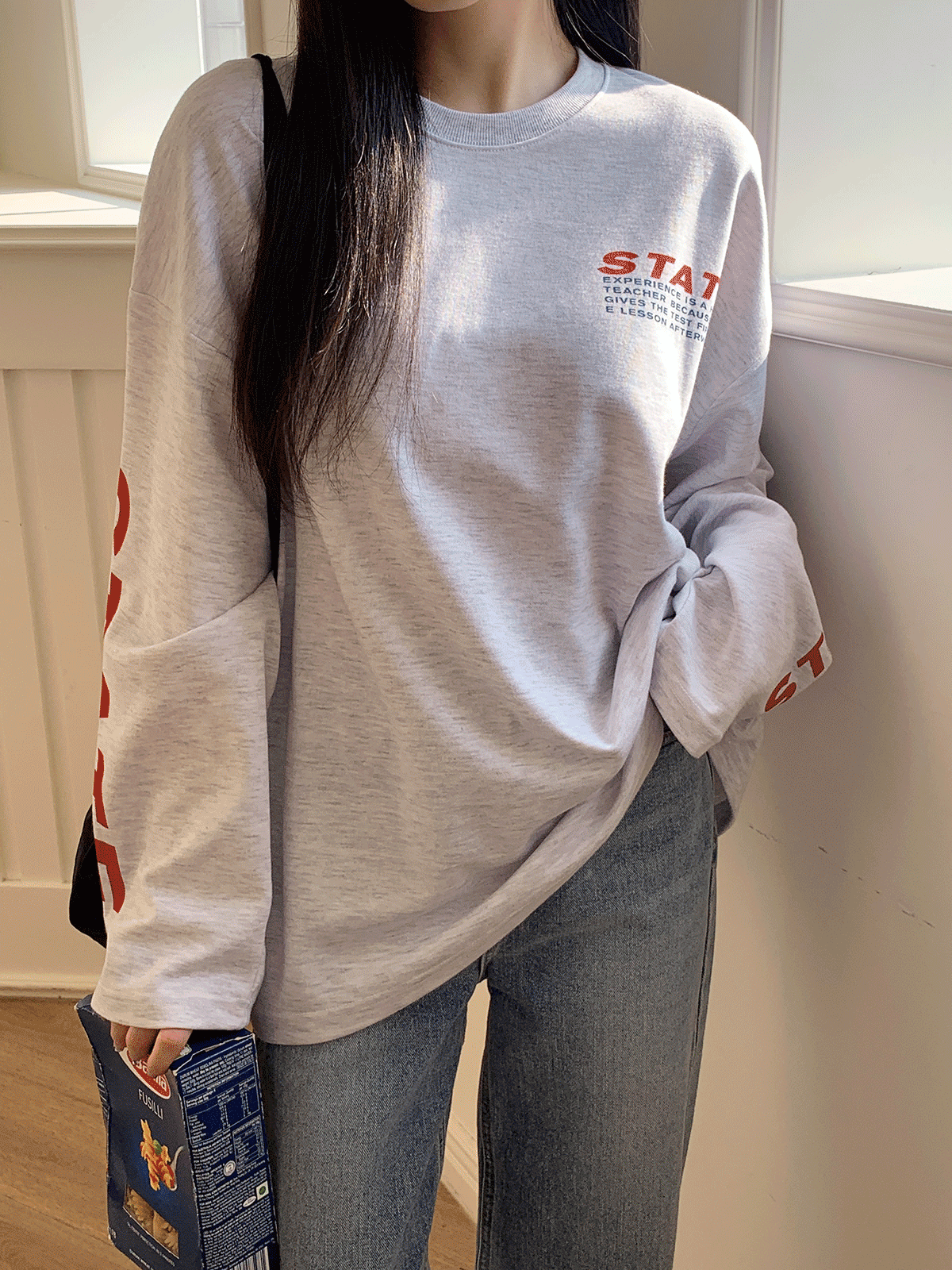 T14269K3C-헤렐로 라운드넥 스테이트 프린팅 박스 티셔츠
