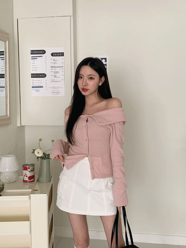 CD3080K42-포알론 와이드 숄 카라 러블리 가디건