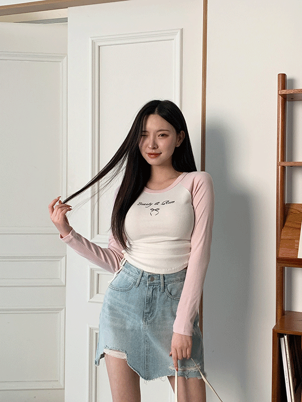 T14517K41-아웰런 라운드넥 배색 나그랑 스트링 티셔츠