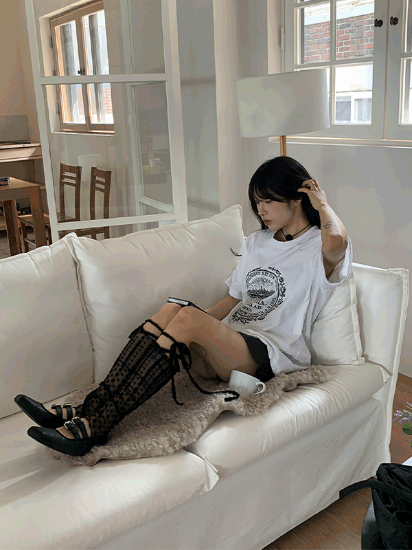 ACC462K43-듀라거 프릴 도트 레이스 스트랩 레그워머