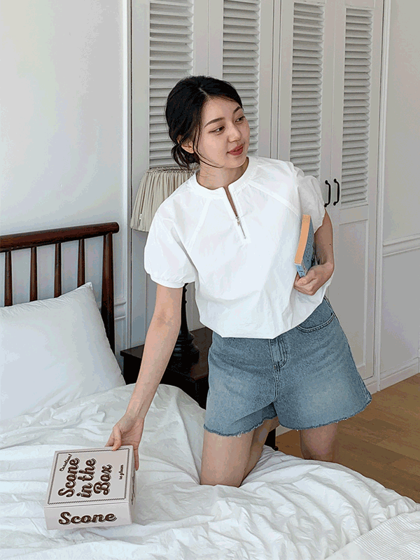 BL5567K44-라이돈 라운드 반집업 나그랑 펌킨 블라우스