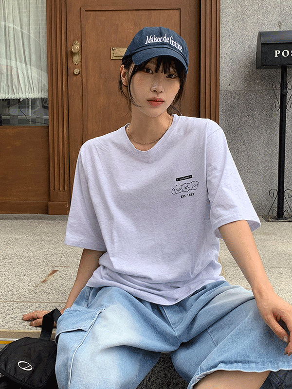 T15341K45-그라드 라운드넥 러블리 프린팅 베이직 기본 반팔티