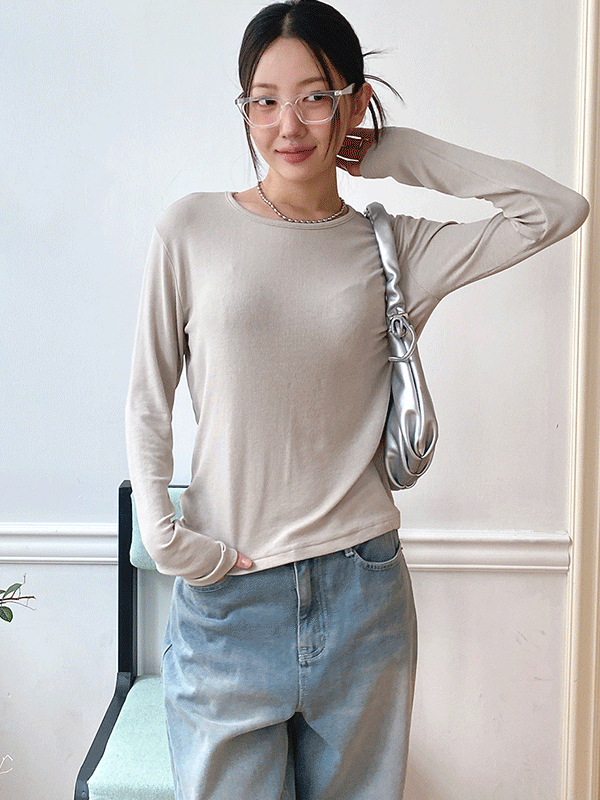 T15598K47-브린크 라운드넥 스탠다드 골지 긴팔티