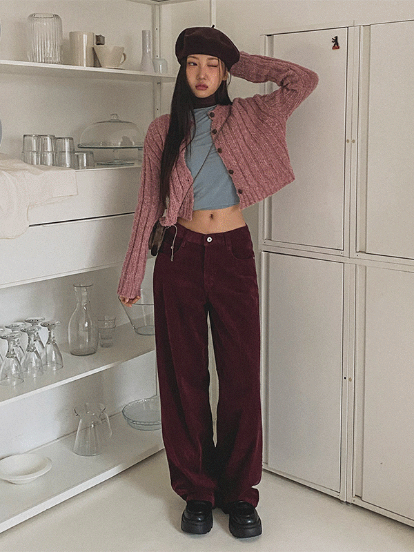 PT14583K4A-만주리 컬러 코듀로이 일자 와이드 팬츠