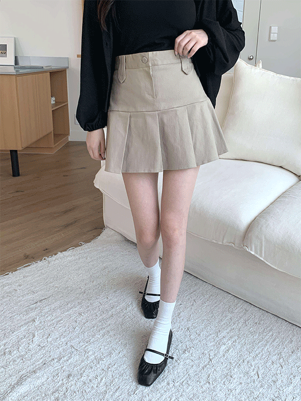 SK7319K57-리언카 하이틴 반 플리츠 미니 스커트