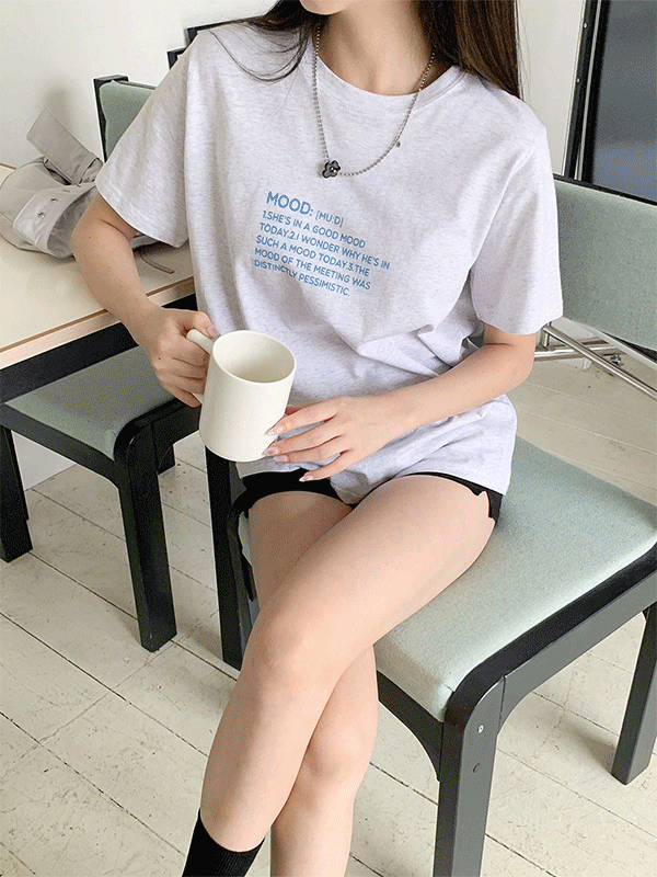 T16985K57-야니쿠 무드 레터링 루즈핏 반팔 티셔츠