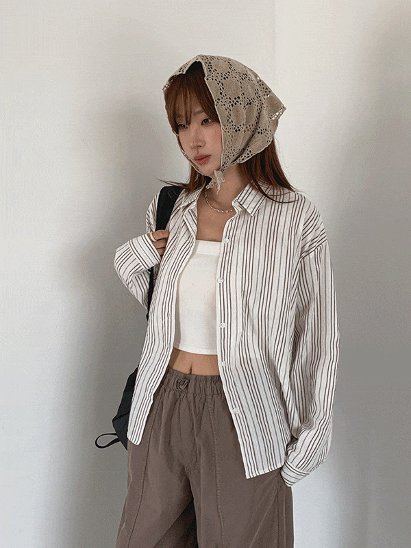 NB3278K57-언처블 내추럴 스트라이프 셔츠