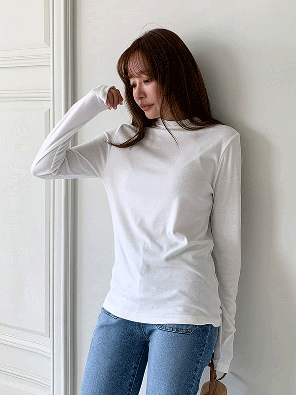 T17042K57-루럼므 슬림핏 무지 반폴라 긴팔 티셔츠