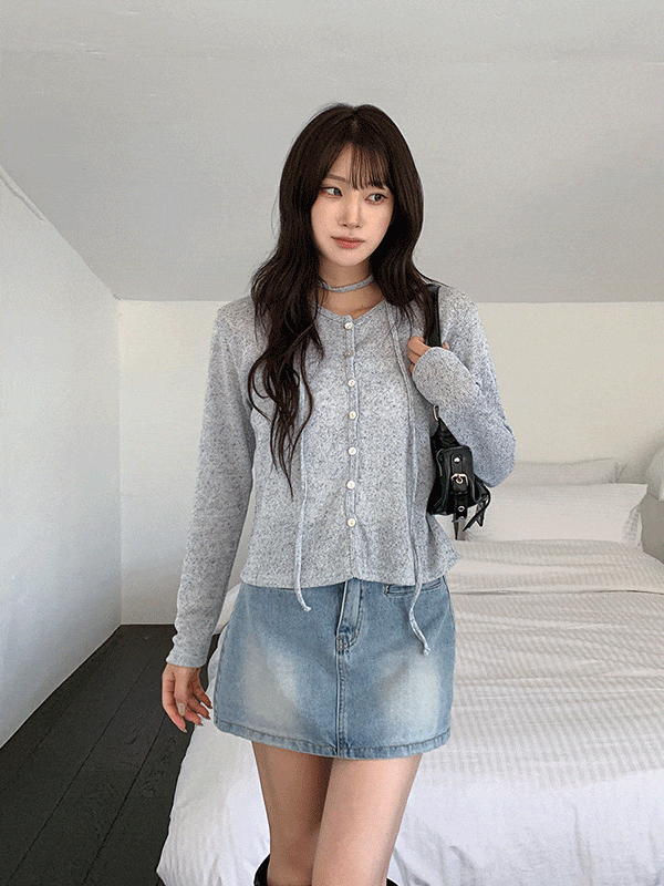 CD3611K59-라딜리 베이직 스트랩 린넨 가디건