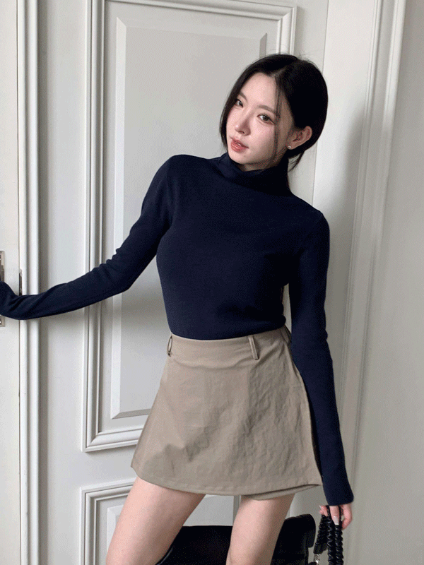 NT6024K59-채로바 심플 잔골지 무지 폴라 티셔츠