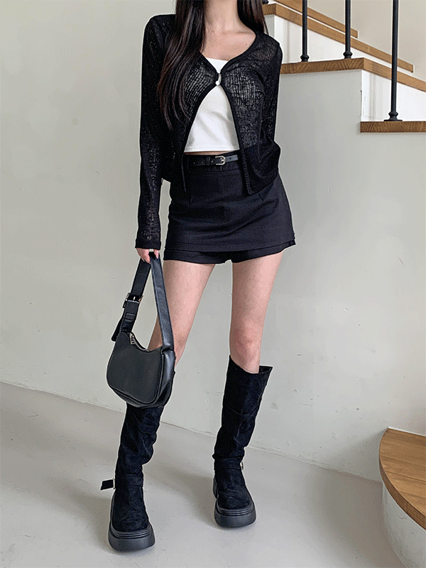 SK7396K58-초모리 A라인 속바지 미니스커트(벨트 세트)