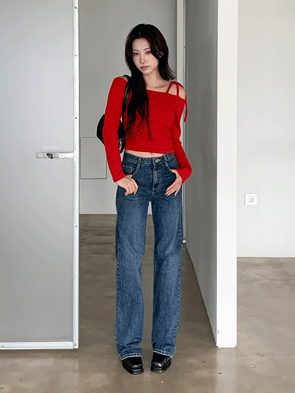 PT15532K5A-제오리 빈티지 워싱 일자 데님 팬츠