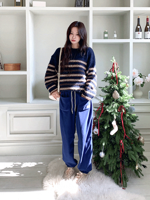 PT15556K5A-루디나 포켓 기모 밴딩 조거 팬츠