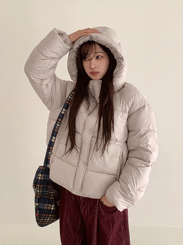 JK6115K5B-디로리 아방핏 유광 후드 숏패딩