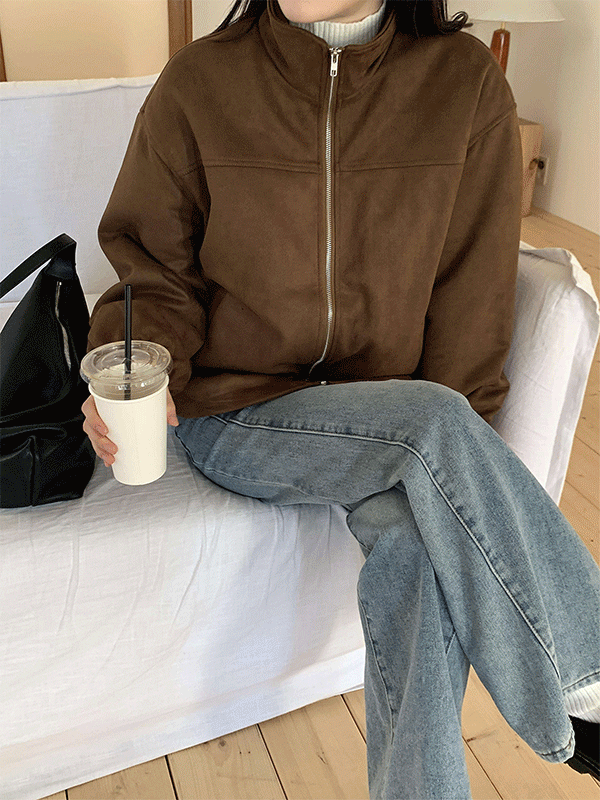 JK6122K5B-로파니 누빔 스웨이드 집업 자켓