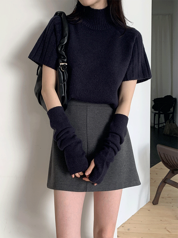 NT6100K5B-오러리 하이넥 나그랑 반팔 니트 워머 세트