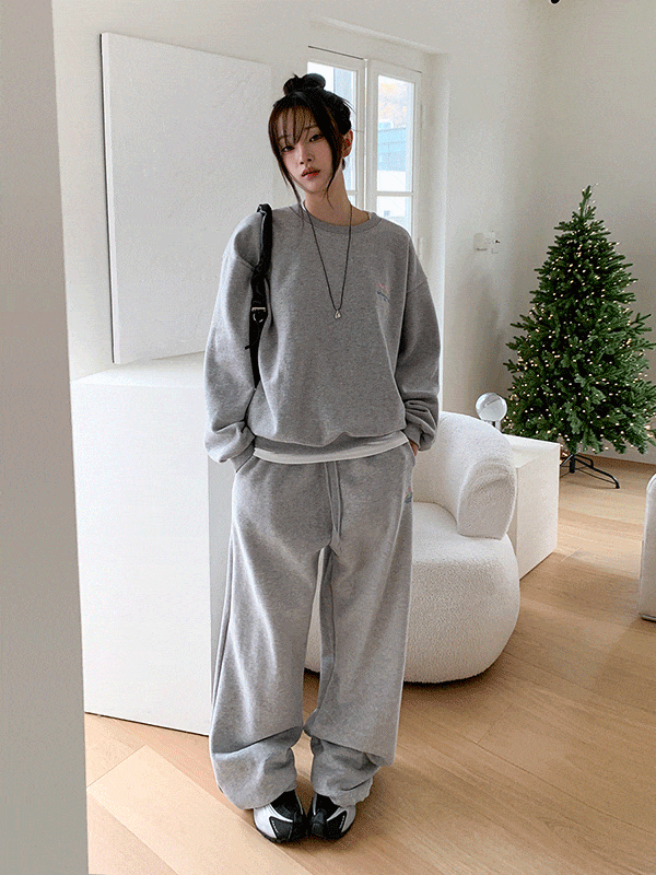 PT15647K5B-키리지 양기모 레터링 자수 와이드 투웨이 팬츠