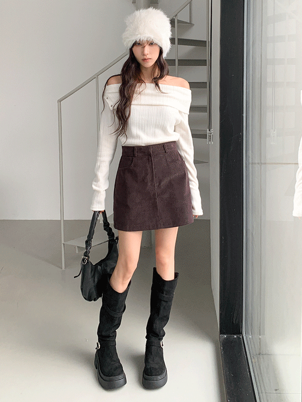 PT15656K5B-쿄루니 A라인 코듀로이 미니 치마바지