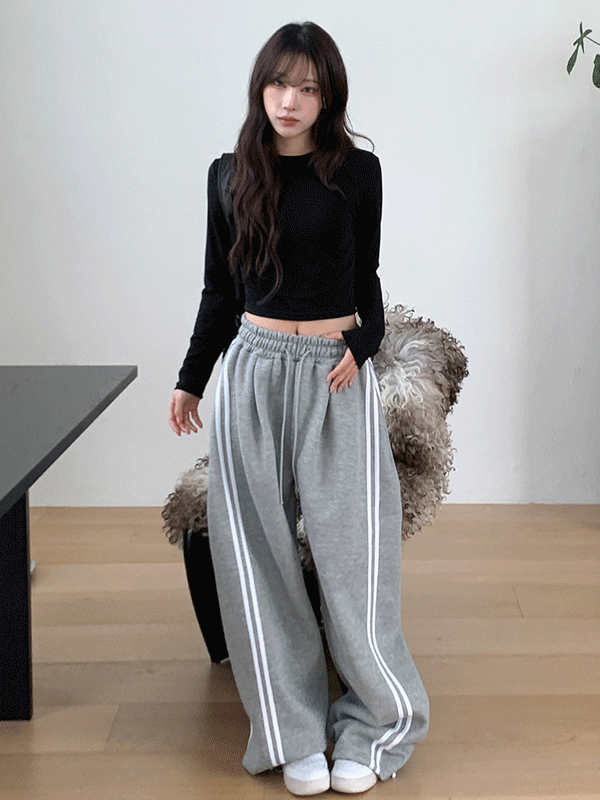 PT15668K5B-미호이 투라인 와이드 투웨이 기모 팬츠