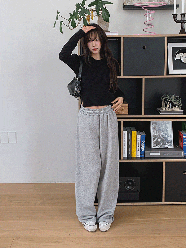 PT15669K5B-토호이 밴딩 와이드 코튼 기모 팬츠