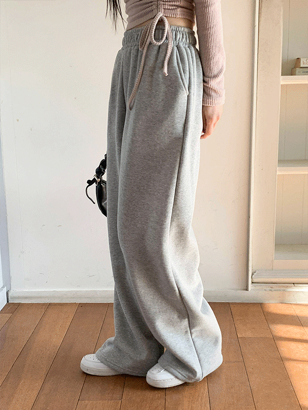 PT15689K5C-츠르드 기모 와이드 밴딩 코튼 팬츠