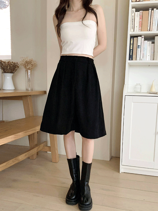 SK7578K5C-모엘라 코듀로이 기모 밴딩 미디 스커트