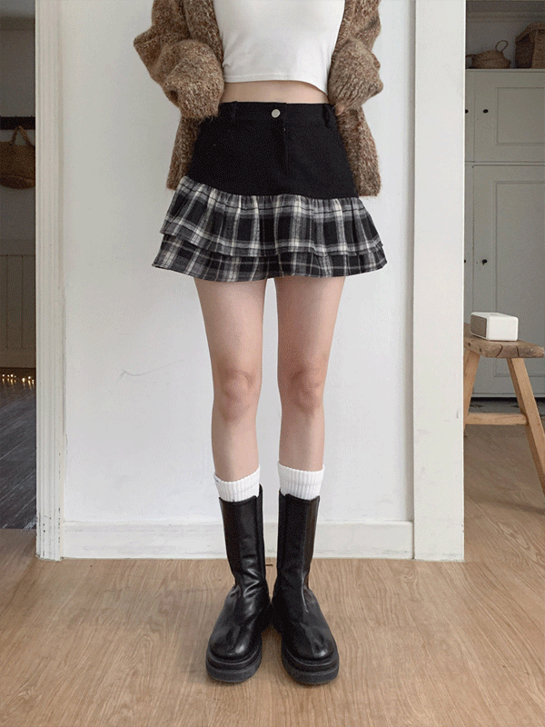 SK7580K5C-테루비 빈티지 코듀로이 플리츠 캉캉 미니스커트