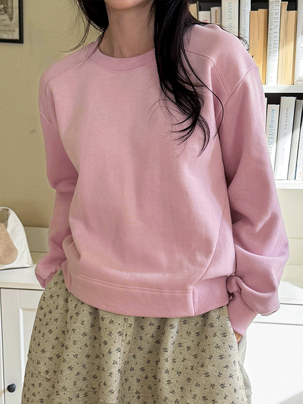 T17363K5B-르파니 절개 나그랑 세미 크롭 기모 맨투맨