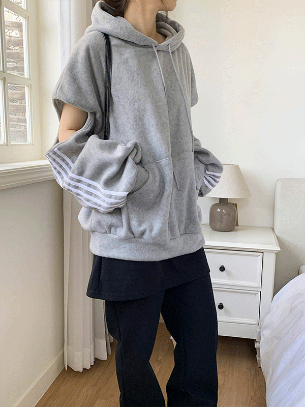 T17371K5B-루벤노 트임 플리스 오버핏 후드 티