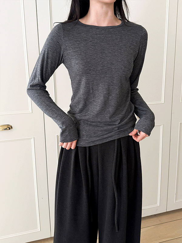 T17372K5B-로베미 기모 라운드 베이직 티셔츠