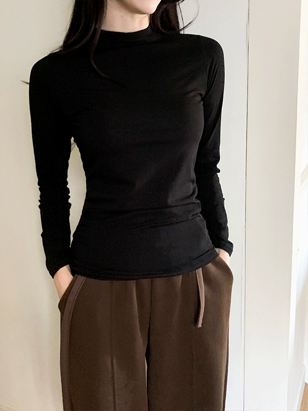 T17376K5C-초리피 기모 라운드넥 이너 스판 티셔츠